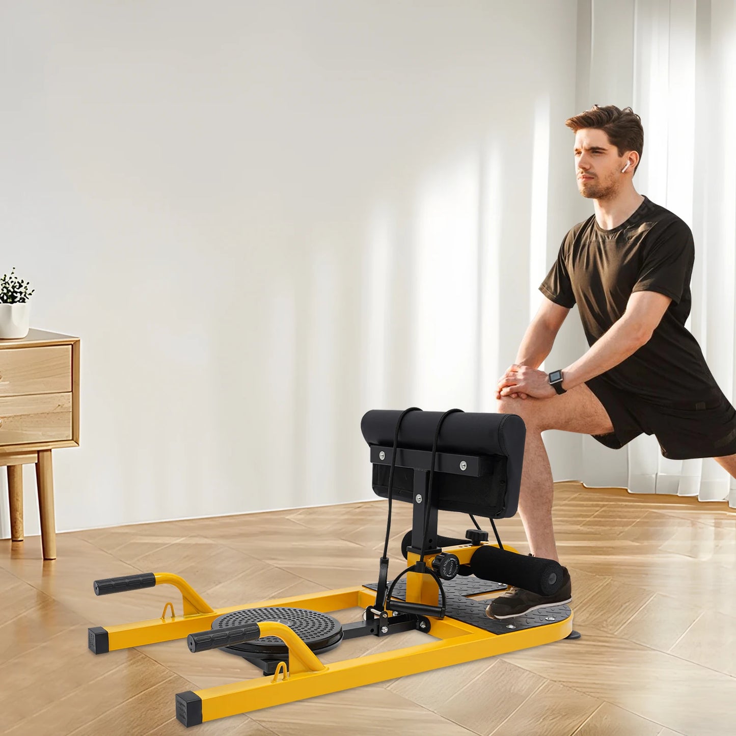 Deep Squat Trainer With Adjustable Backrest And Leg Hook Steel Construction