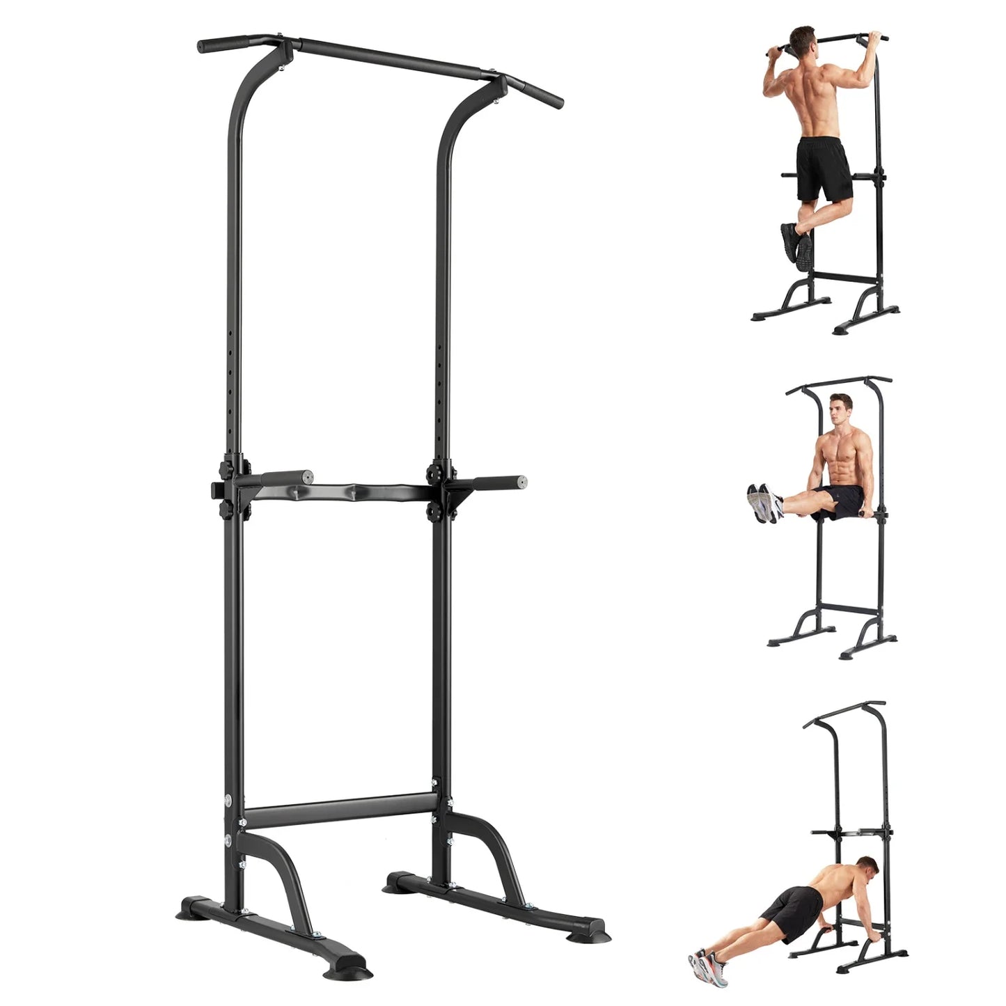 Power Tower Pull Up Dip Station – 10-Level Adjustable Height, 330LBS Capacity, Heavy Duty Steel Frame, Multi-Function Home Gym Strength Training Equipment for Full Body Workout