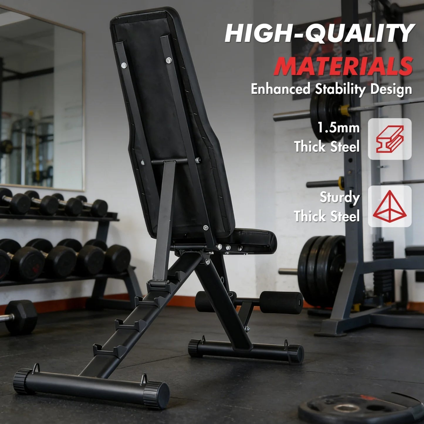 HiMISS Foldable Weight Bench For Home Gym With Multi-Position Adjustments