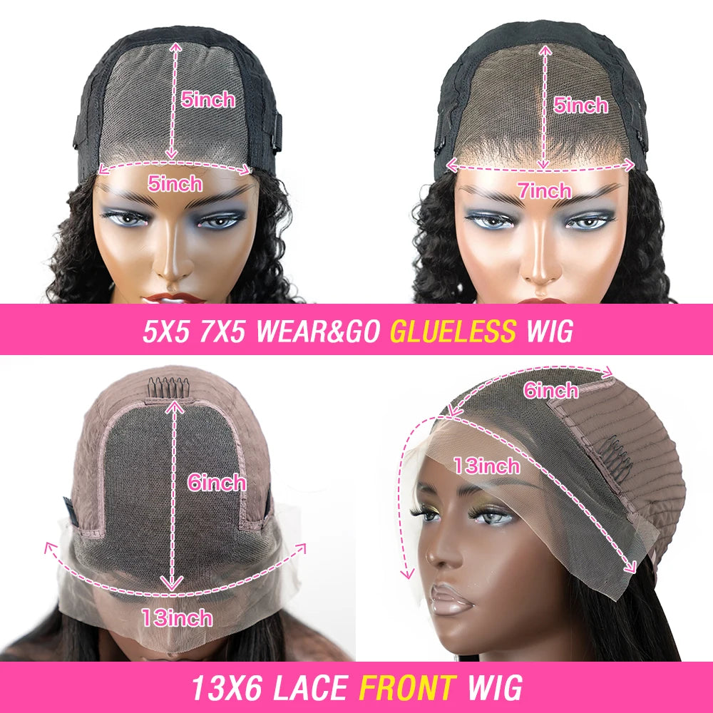 30 40inch Wear and Go Glueless Wig Human Hair 7x5 Precut 13X6 Hd Lace Frontal Wigs Bone Straight Pre Plucked 100% Human Hair