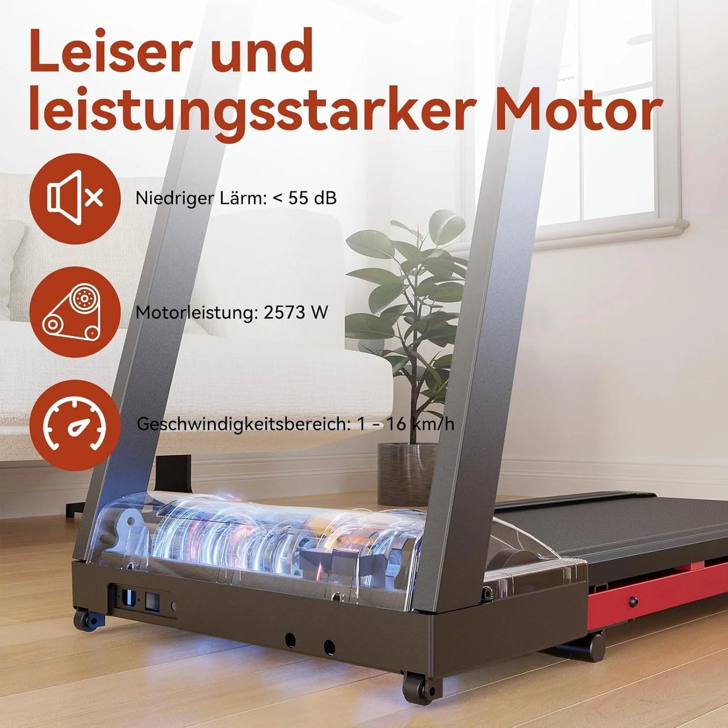 Superun 3.5HP Foldable Treadmill With 6 Percent Incline Bluetooth App 350lbs