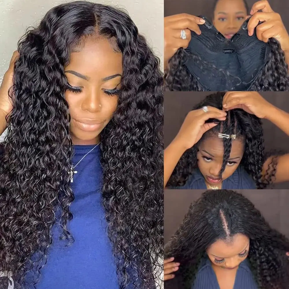 Dollface Deep Wave V Part Wig Brazilian Human Hair