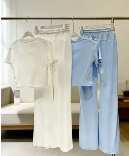Women's Sports Two Piece Set Roundneck T Shirt And Pants