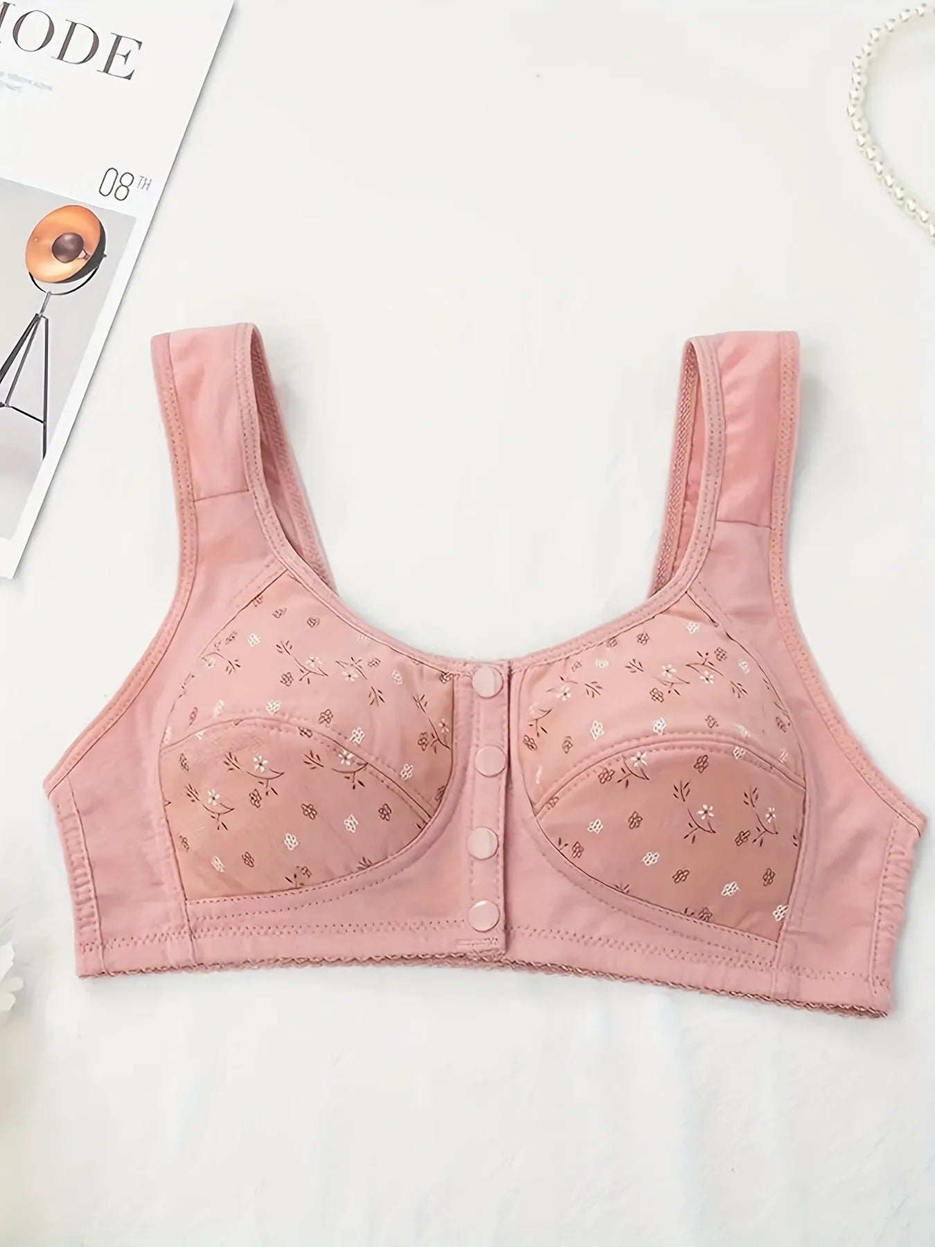 Elegant Front Buckle Floral Nursing Bra For Women Breathable Support