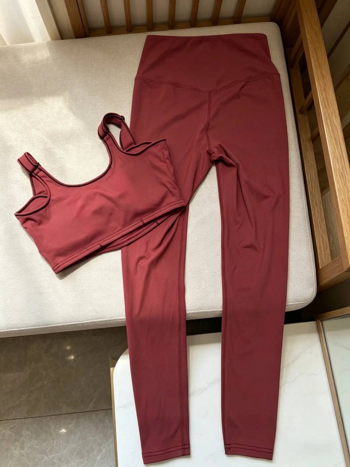 Women's Yoga Set With Short Sleeve Top And High-Waist Abs