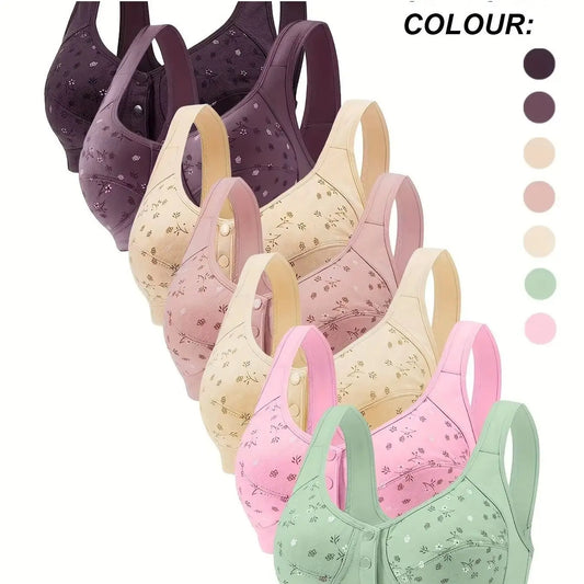 Elegant Front Buckle Floral Nursing Bra For Women Breathable Support