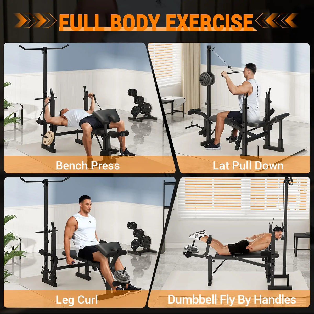 Foldable Six In One Adjustable Weight Bench For Home Gym