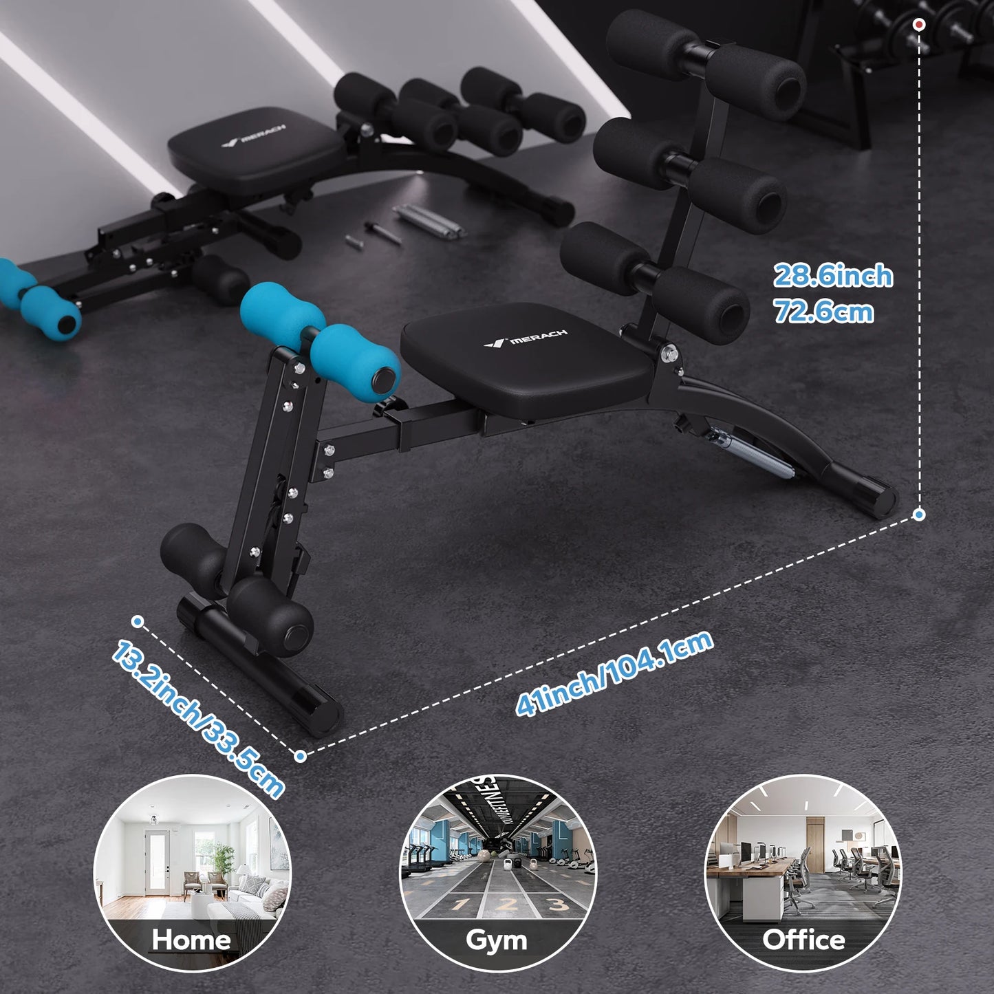 MERACH Abdominal Machine Multi Functional Adjustable Sit Up Bench