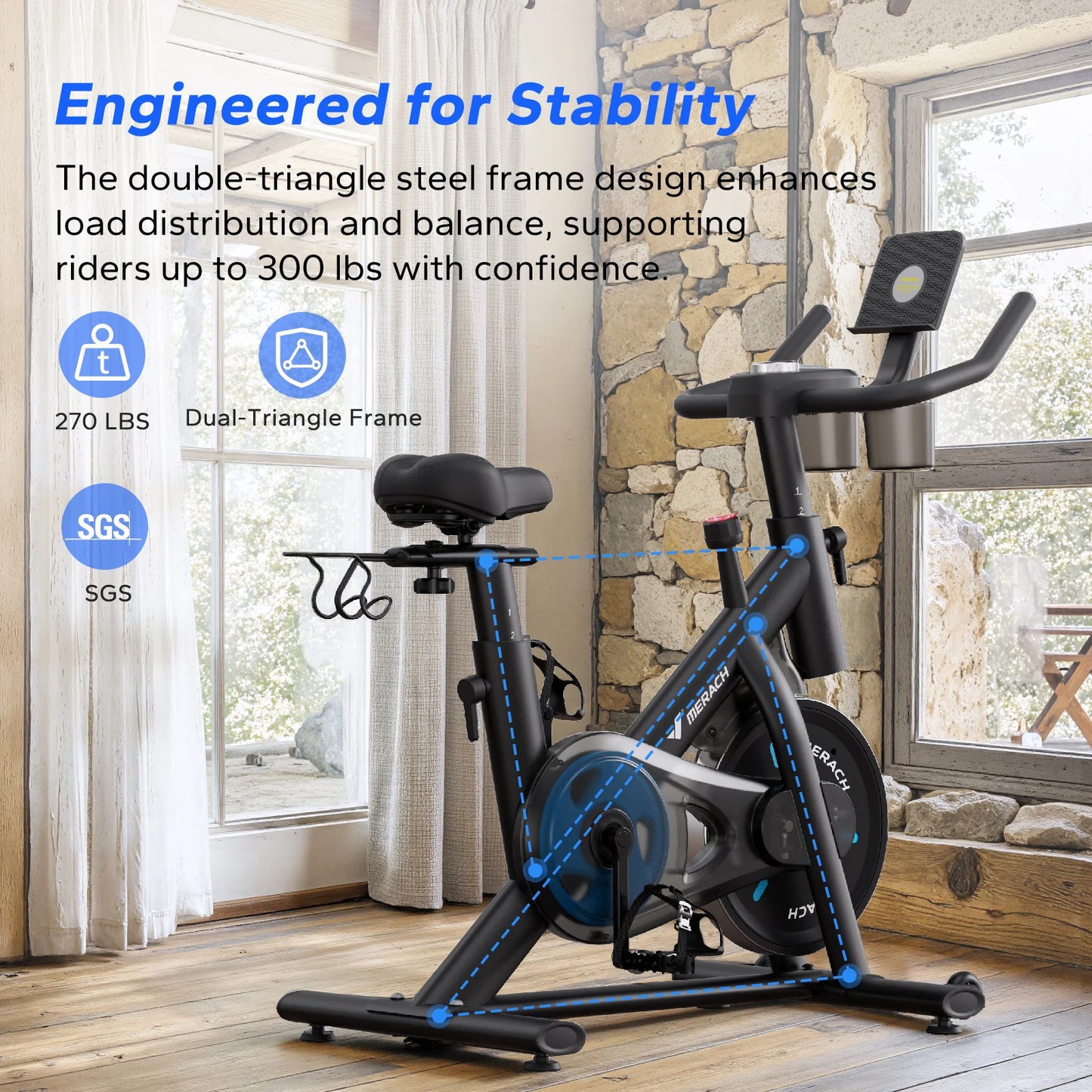 Merach Brake Pad Magnetic Stationary Bike With Exclusive App