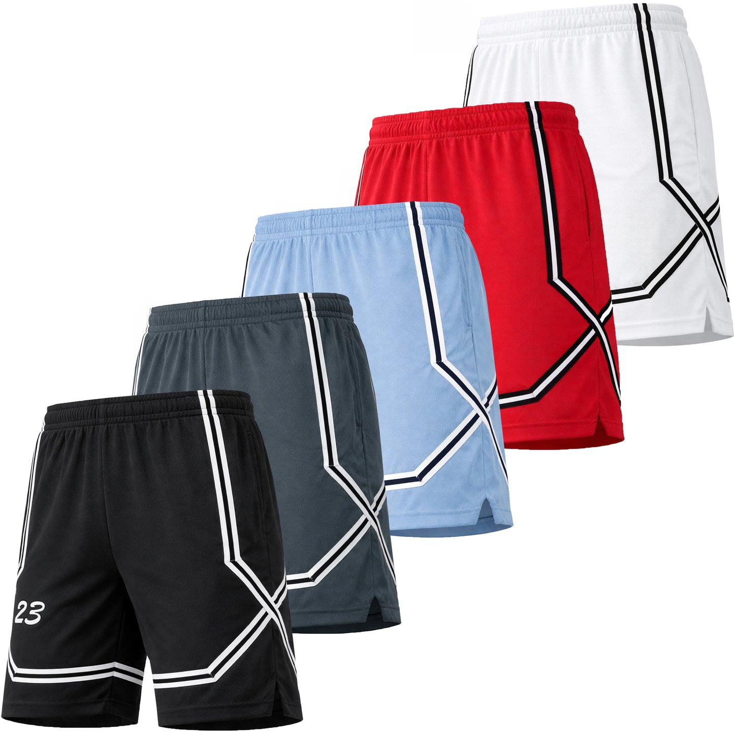 Men's Lightweight Breathable Moisture Wicking Mesh Shorts 5 Pack