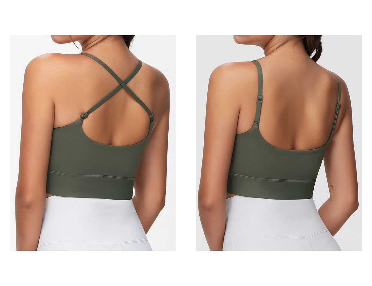 The Gym People Women's Adjustable Longline Wireless Sports Bra Yoga