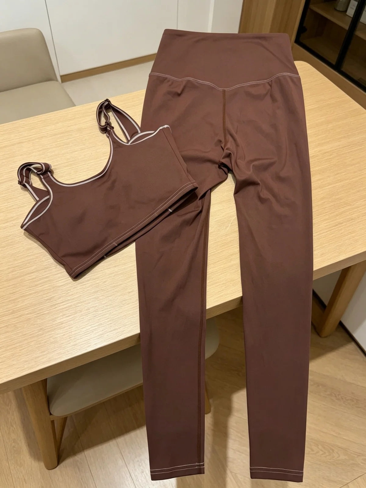 Women's Yoga Set With Short Sleeve Top And High-Waist Abs