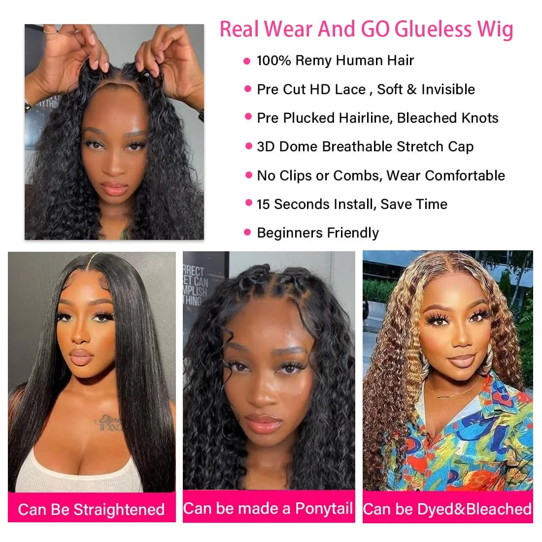 Wear And Go Glueless Deep Wave Wig Human Hair Ready To PrePlucked For Women Precut 13x6 Hd Frontal Curly Lace Front Wigs On Sale