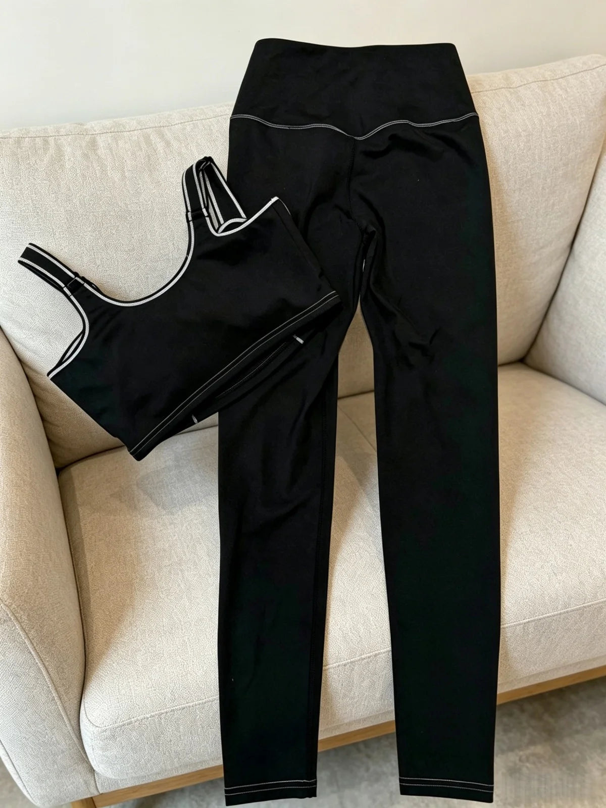 Women's Yoga Set With Short Sleeve Top And High-Waist Abs
