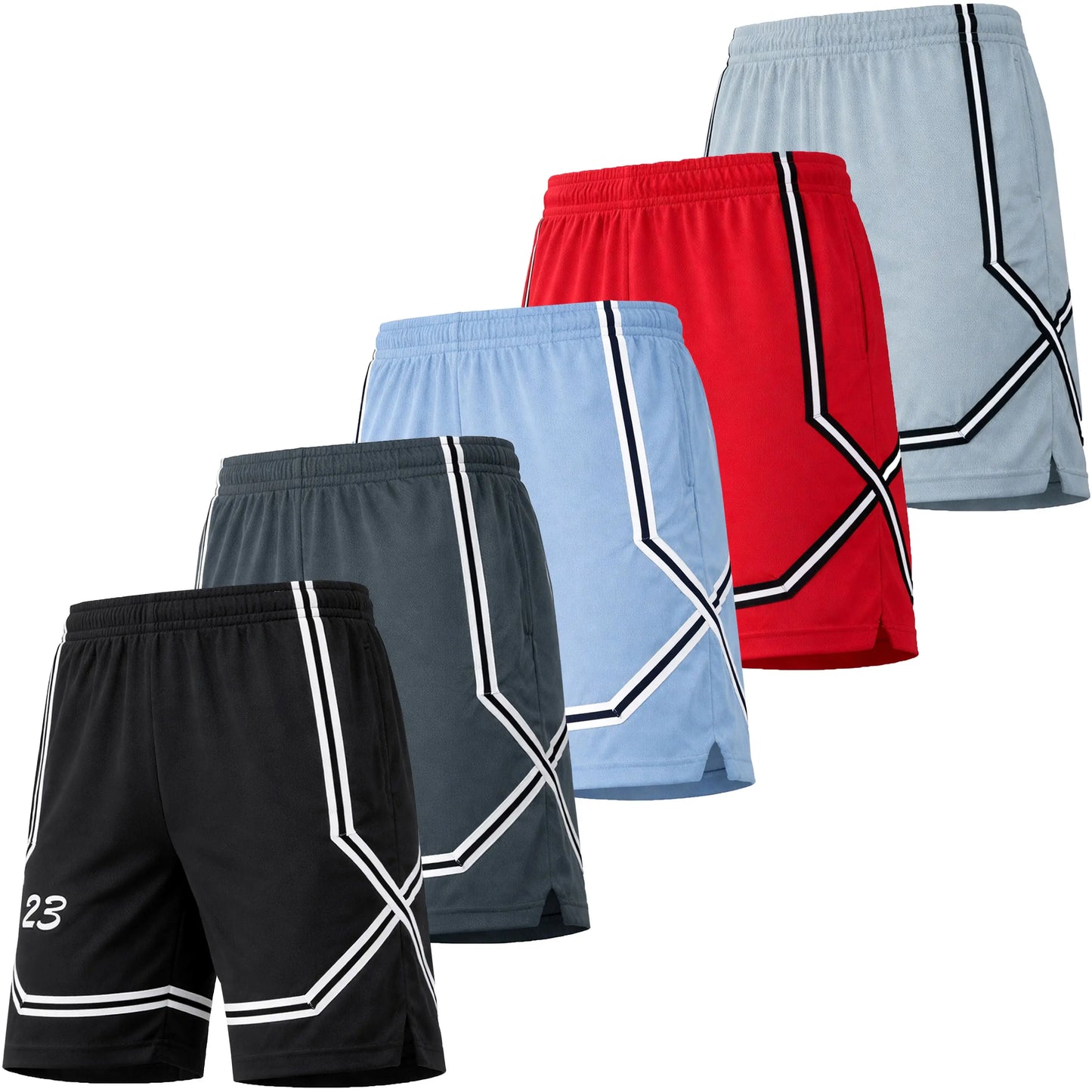 Men's Lightweight Breathable Moisture Wicking Mesh Shorts 5 Pack
