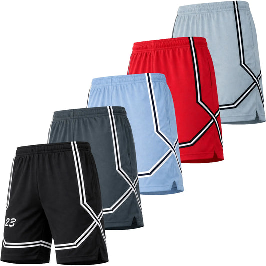 Men's Lightweight Breathable Moisture Wicking Mesh Shorts 5 Pack