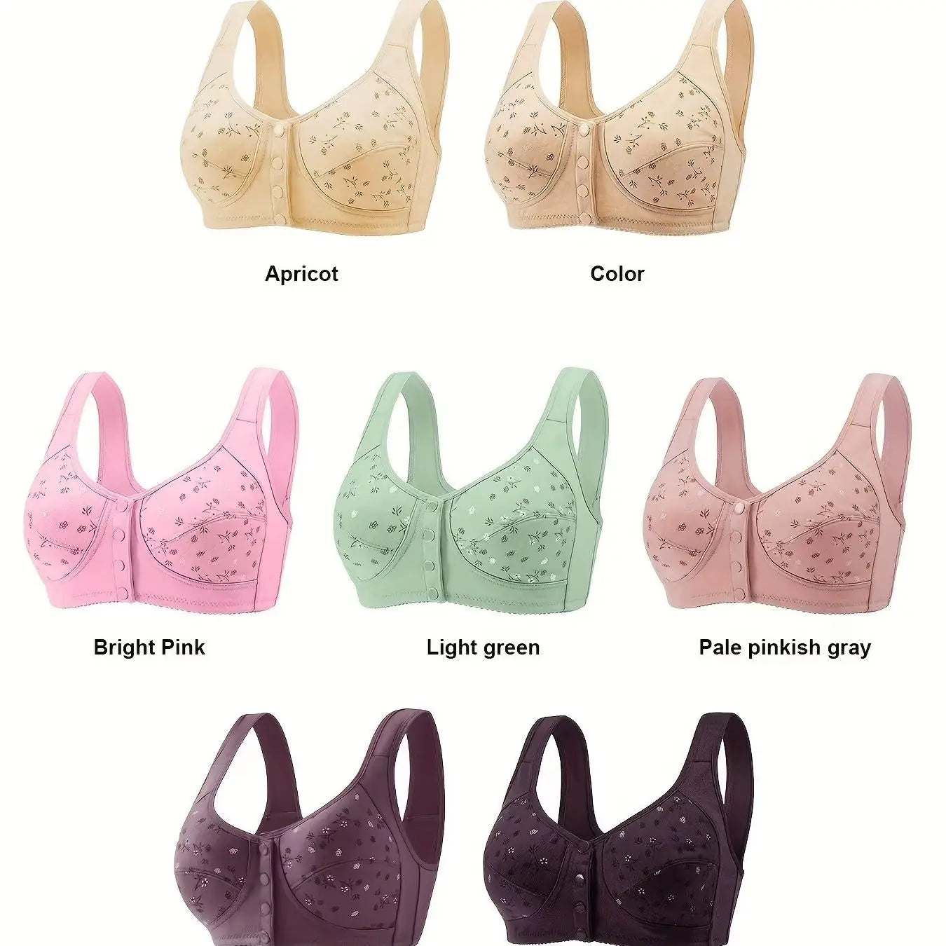 Elegant Front Buckle Floral Nursing Bra For Women Breathable Support