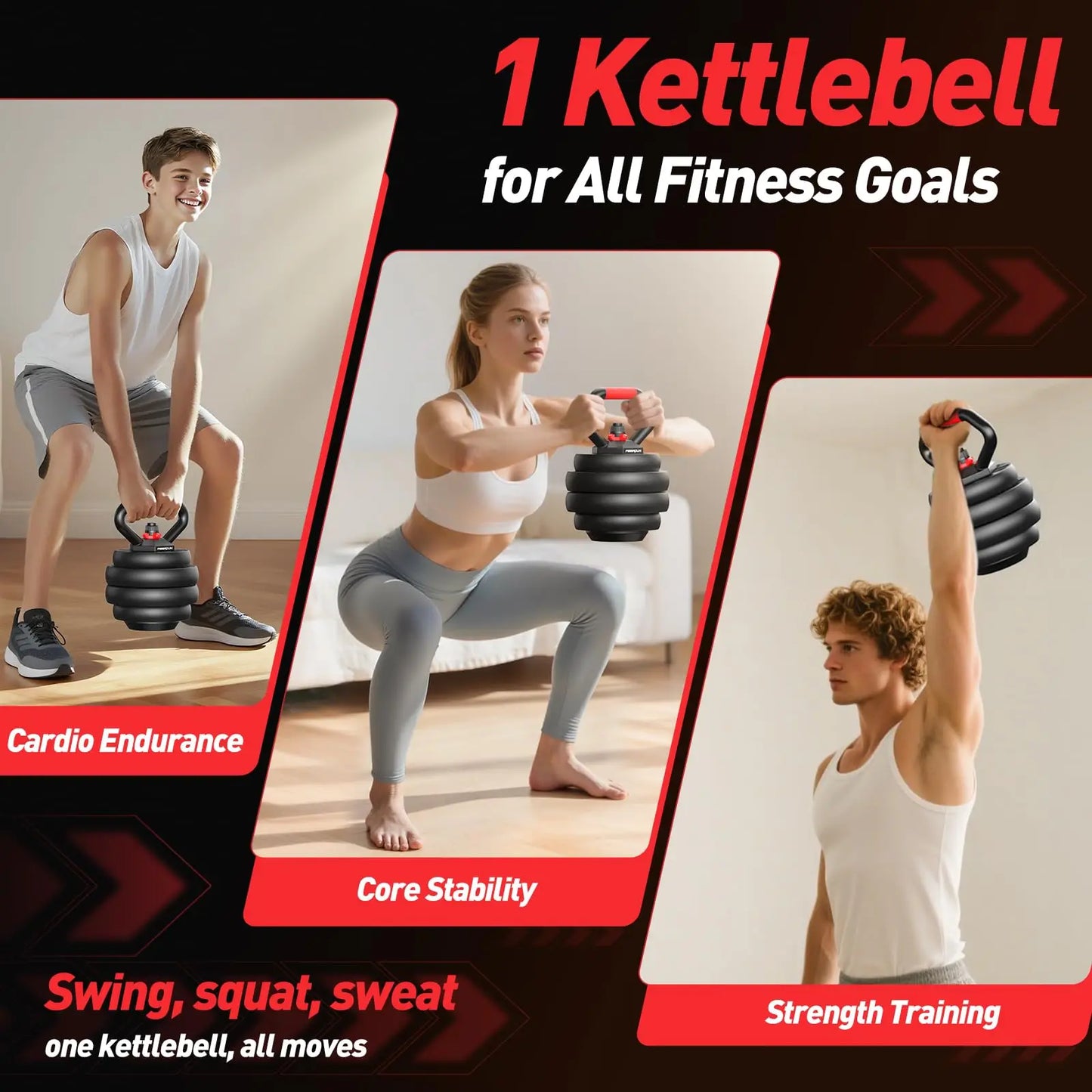 FED Fitness 5-in-1 Adjustable Dumbbell Set 20/35/45/70/90 Lb