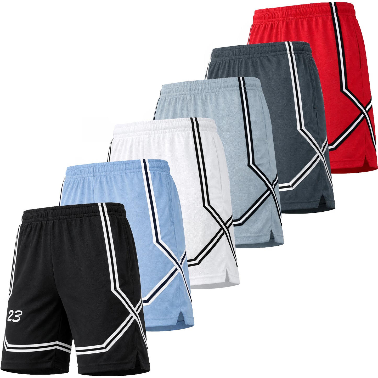 Men's Lightweight Breathable Moisture Wicking Mesh Shorts 5 Pack