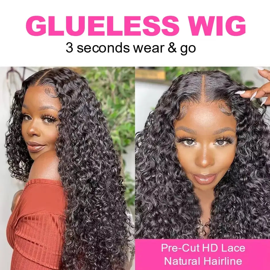 Wear And Go Glueless Deep Wave Wig Human Hair Ready To PrePlucked For Women Precut 13x6 Hd Frontal Curly Lace Front Wigs On Sale