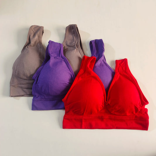 3 Piece Seamless Yoga Sports Bra Set With Removable Pads