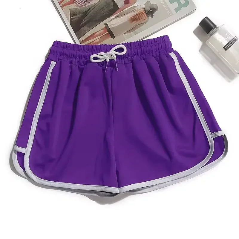 Women Striped Sports Shorts Korean Style Casual Loose Wide Leg
