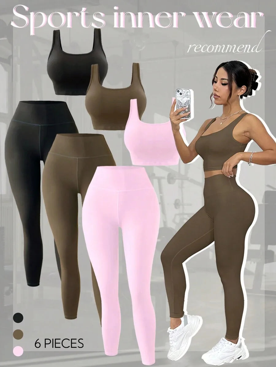Women's Three Piece Yoga Set With Scoop Neck Tank Leggings