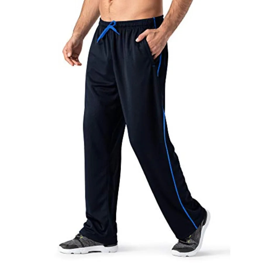 Women's Lightweight Mesh Open Bottom Athletic Pants With Zipper Pockets