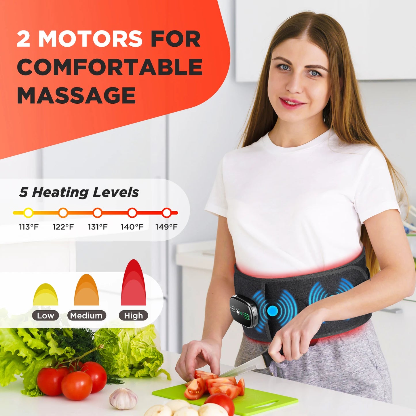 Hailicare 5-Speed Heated Waist Belt With Back Support And Massage