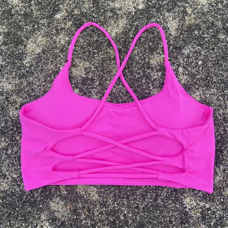 Women Crossback Sports Bra With Chest Pad For Yoga
