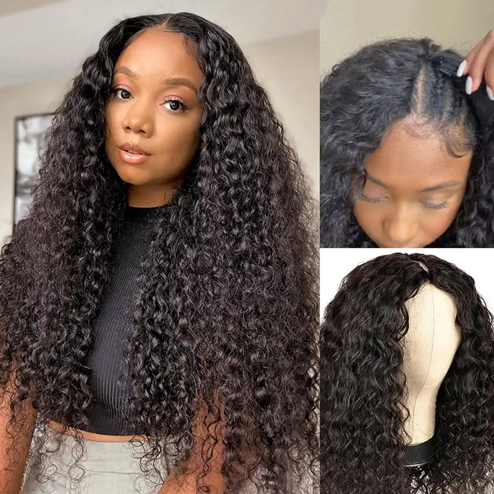 Dollface Deep Wave V Part Wig Brazilian Human Hair