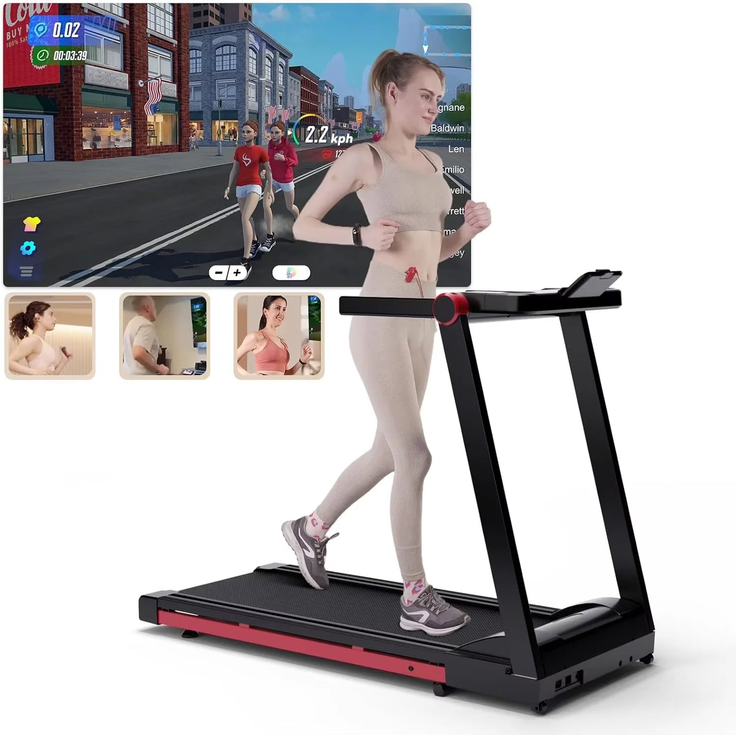Superun 3.5HP Foldable Treadmill With 6 Percent Incline Bluetooth App 350lbs