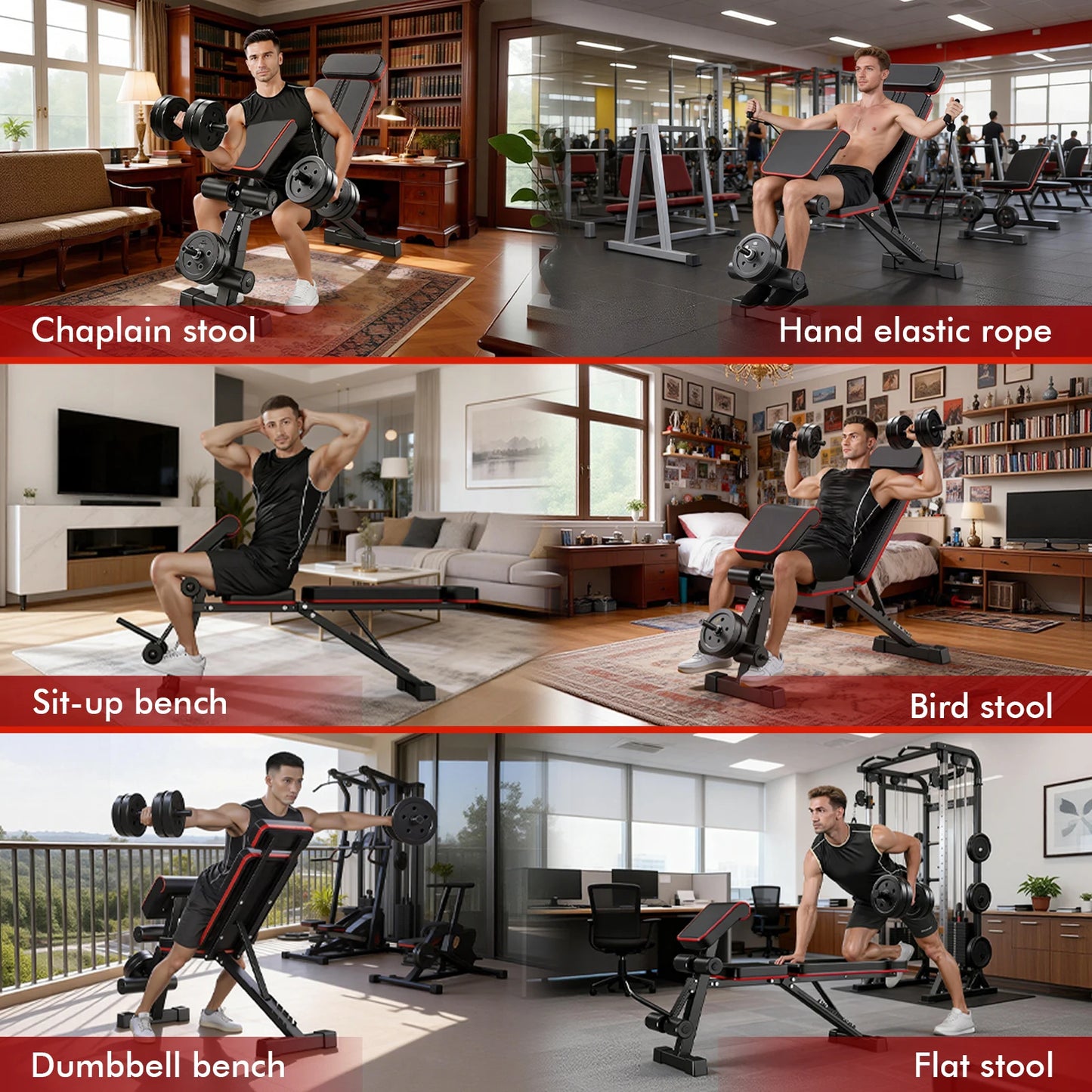 7 Level Foldable Weight Bench With Extended Headrest