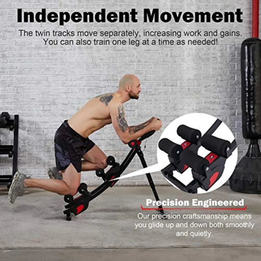 Home gym ab machine: steel frame black 4 intensity levels + digital display foldable core trainer for abdominal strength traini