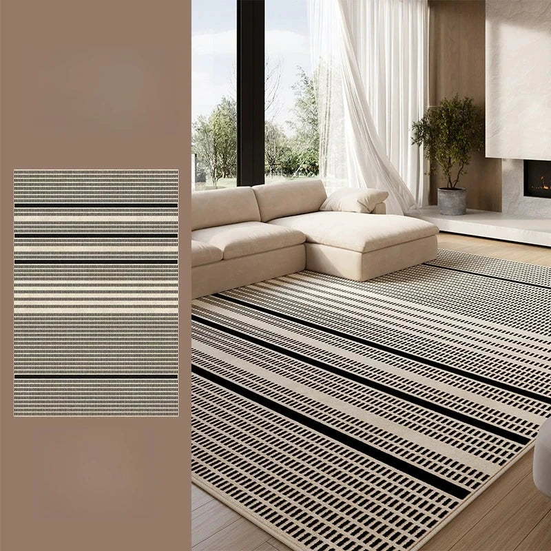Retro Style Living Room Rug Washable Polyester Anti-Slip Floor Mat
