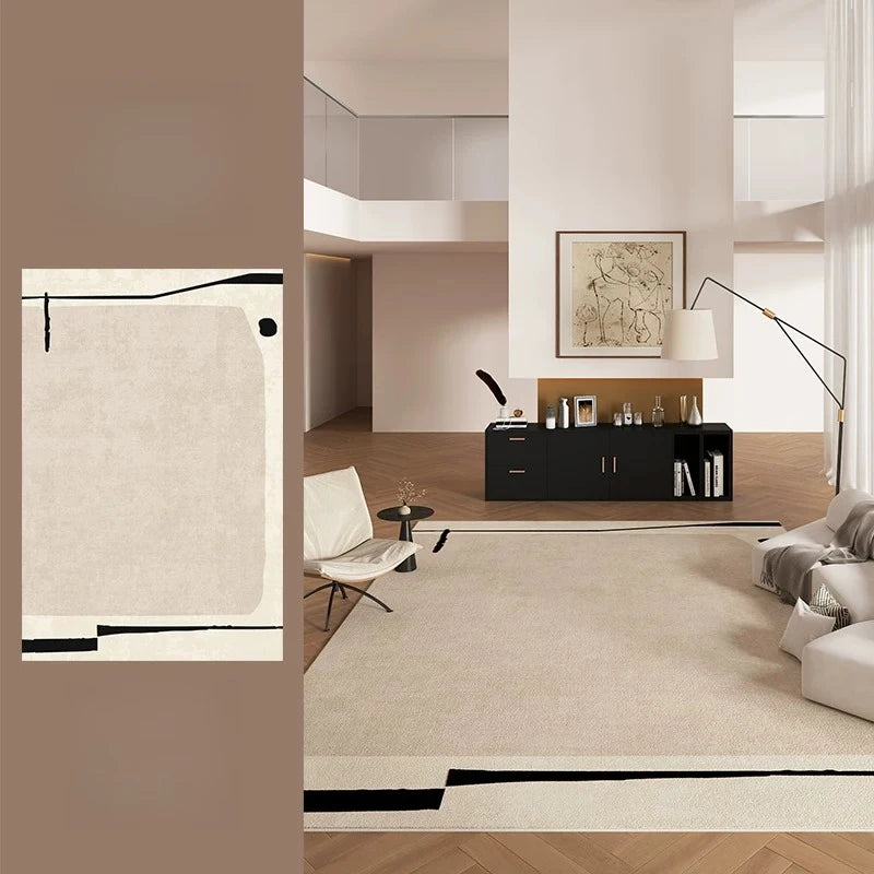 Retro Style Living Room Rug Washable Polyester Anti-Slip Floor Mat