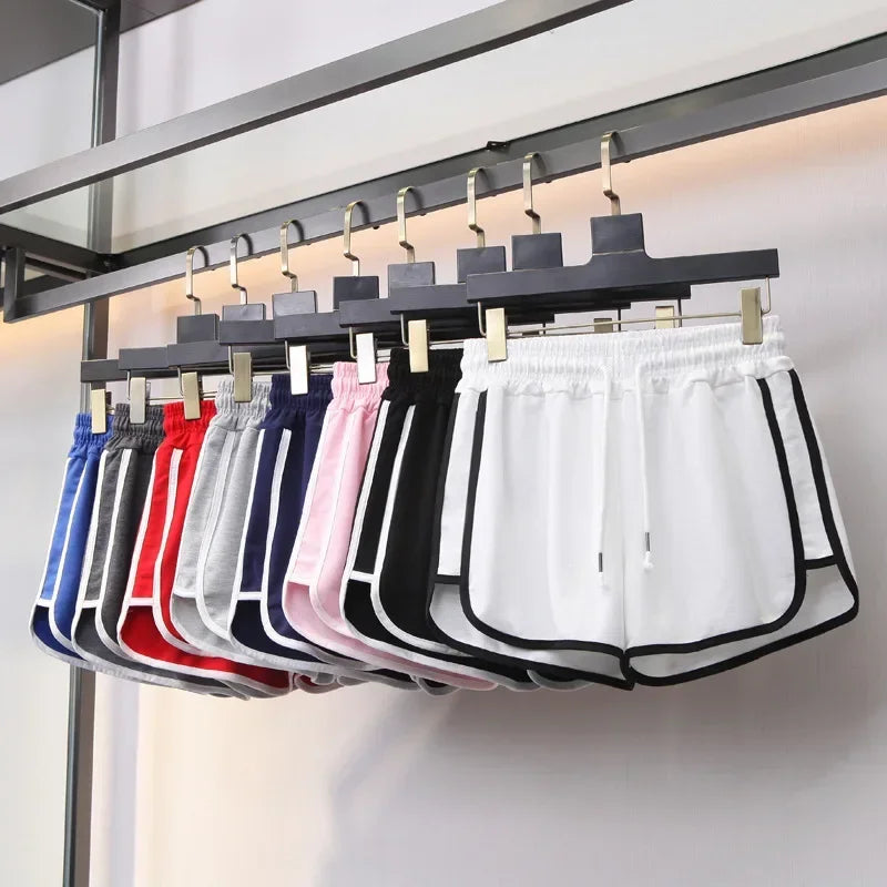 Women Striped Sports Shorts Korean Style Casual Loose Wide Leg