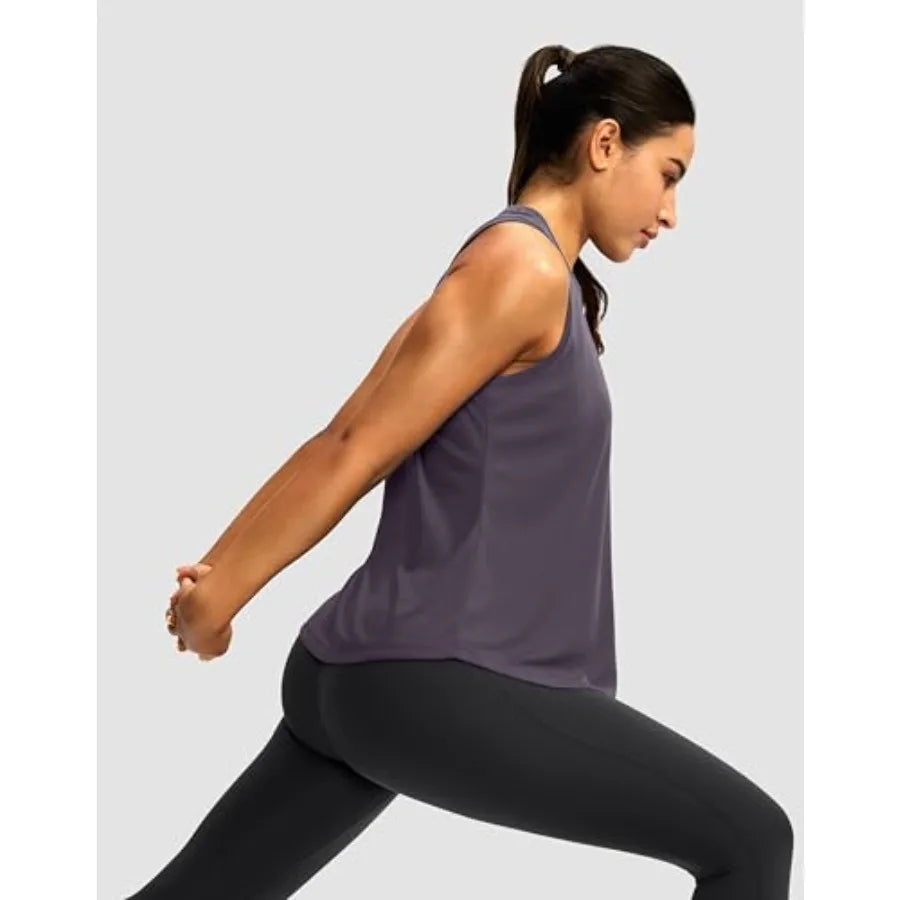 Women's Bamboo Fiber Racerback Workout Tank Top For Yoga Gym