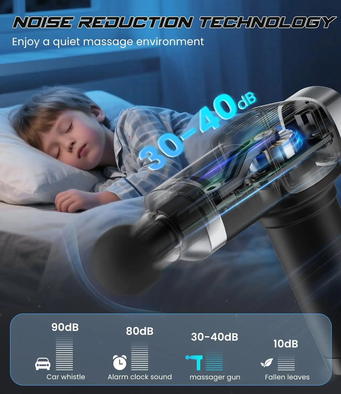 Deep Tissue Massage Gun With 30 Speeds And 6 Attachments