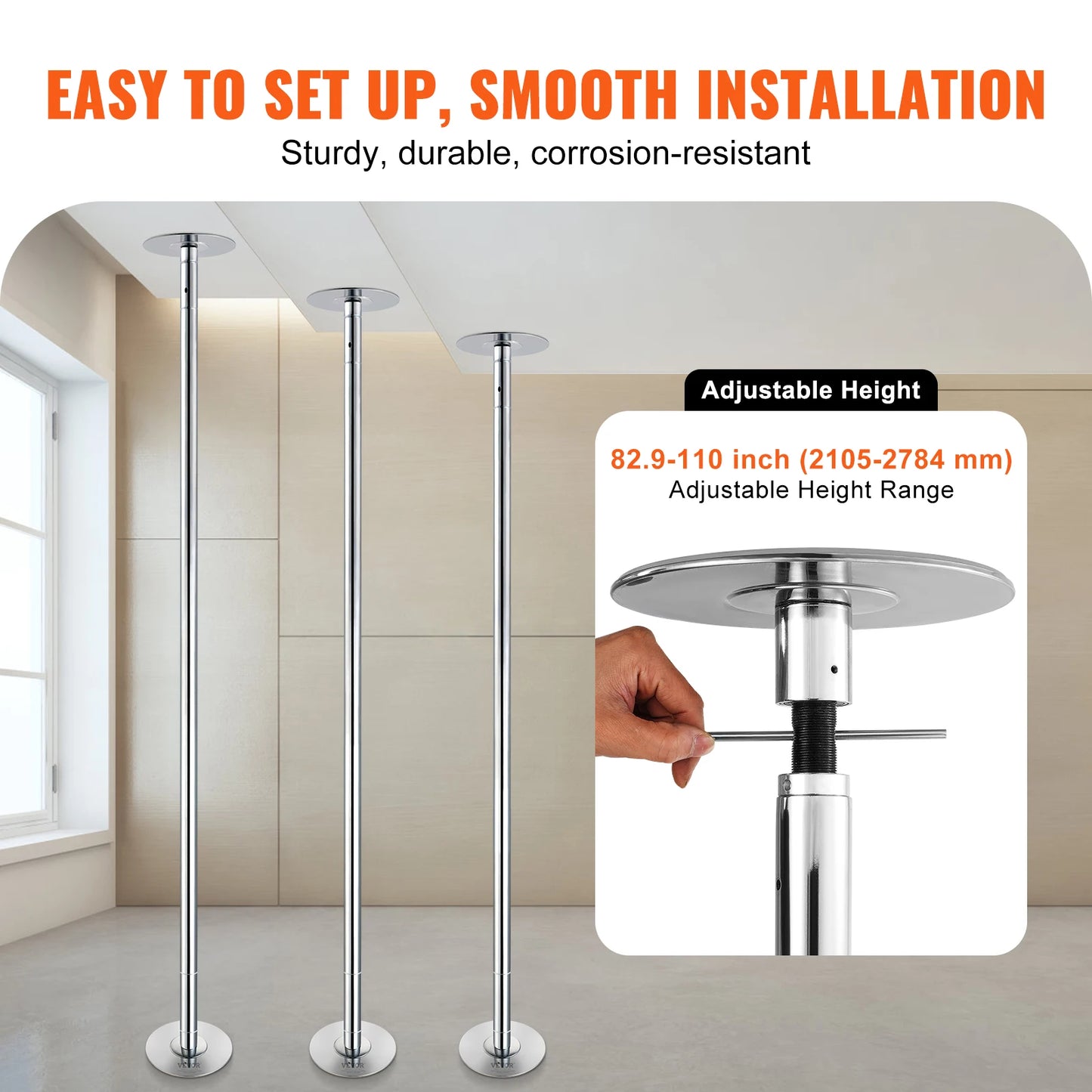 SucceBuy Portable Stainless Steel Dancing Pole Kit Removable