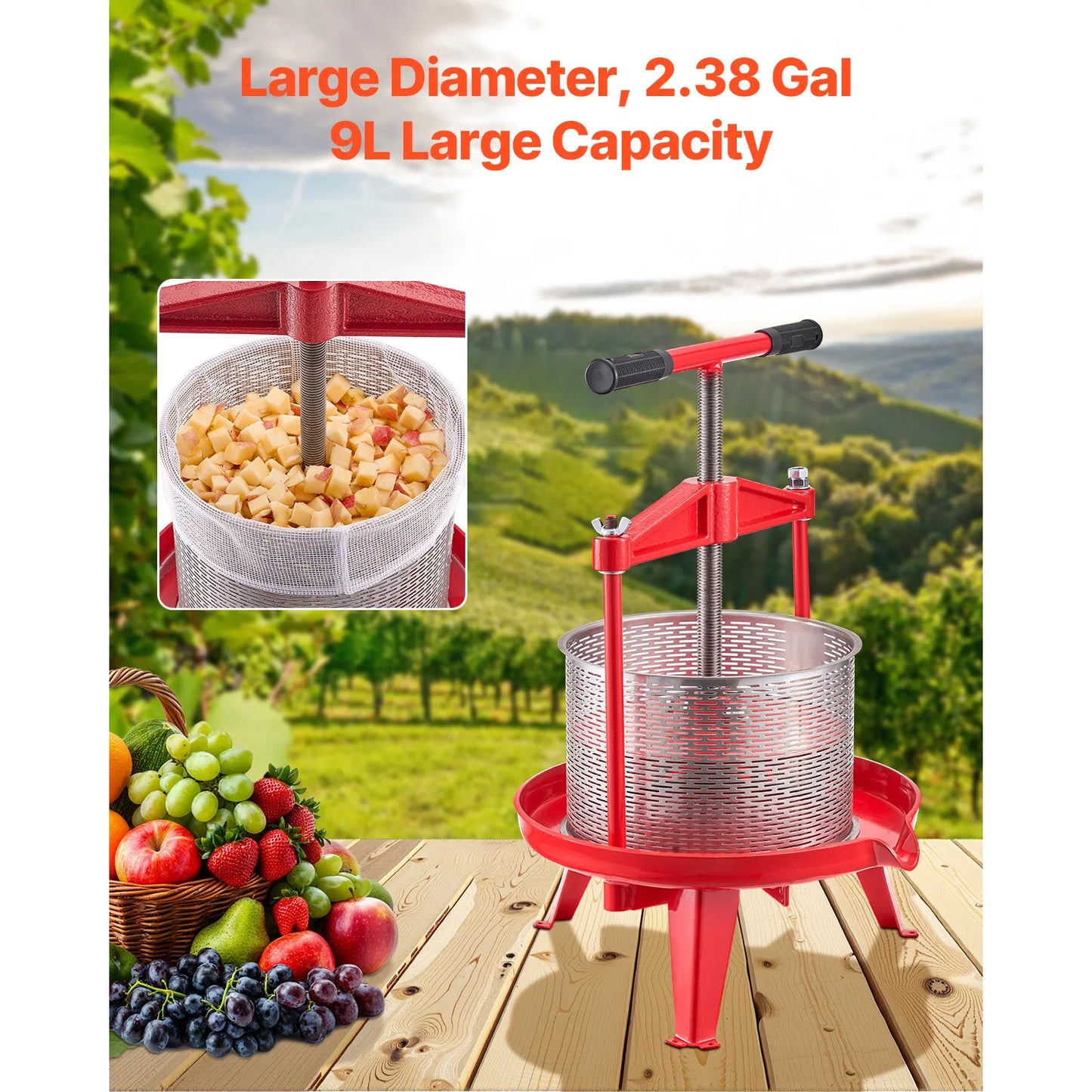 SucceBuy Fruit Wine Press Stainless Steel Manual Juicer