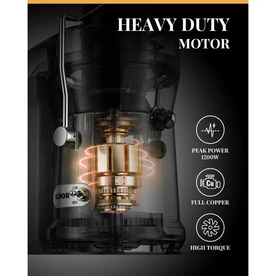 XMSJ 1200W Juicer, Heavy Duty Copper Motor, Dual Speed