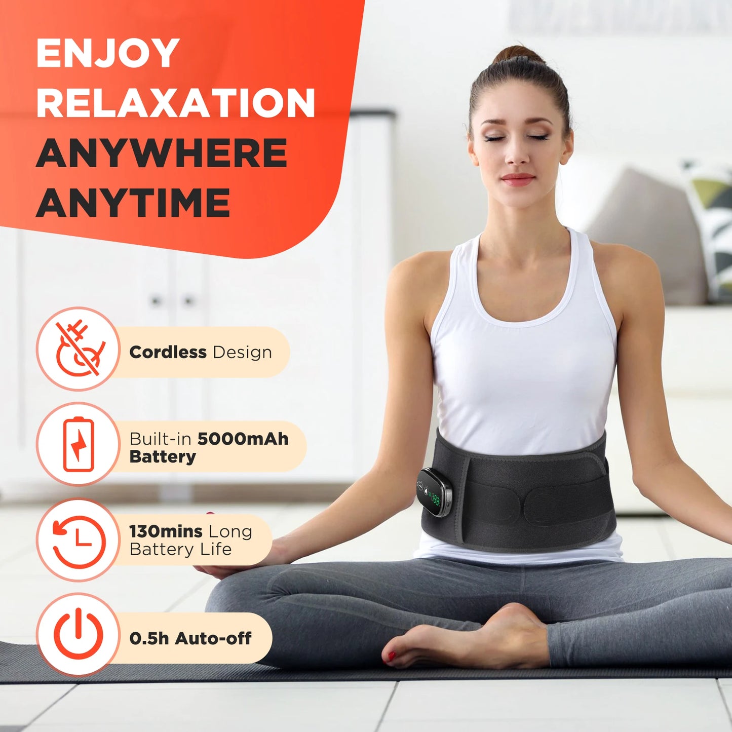 Hailicare 5-Speed Heated Waist Belt With Back Support And Massage