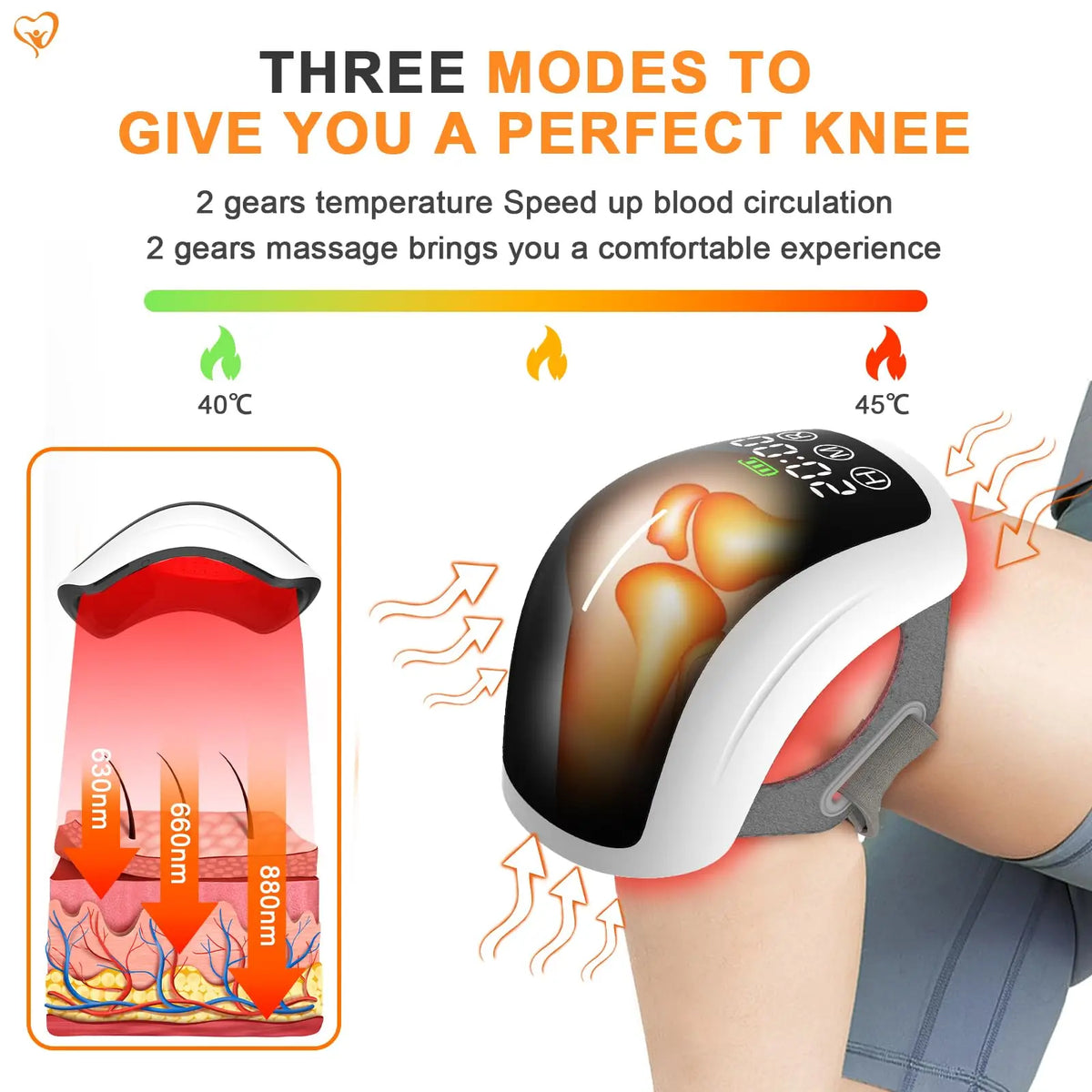 Electric Heated Knee Massager 210 Pieces Infrared Light Therapy Intelligent Vibration Heating Pad for Knee Pain Relief Joint Muscle Injury Recovery Portable Leg Care Brace Personal Health Relaxation Massager Device