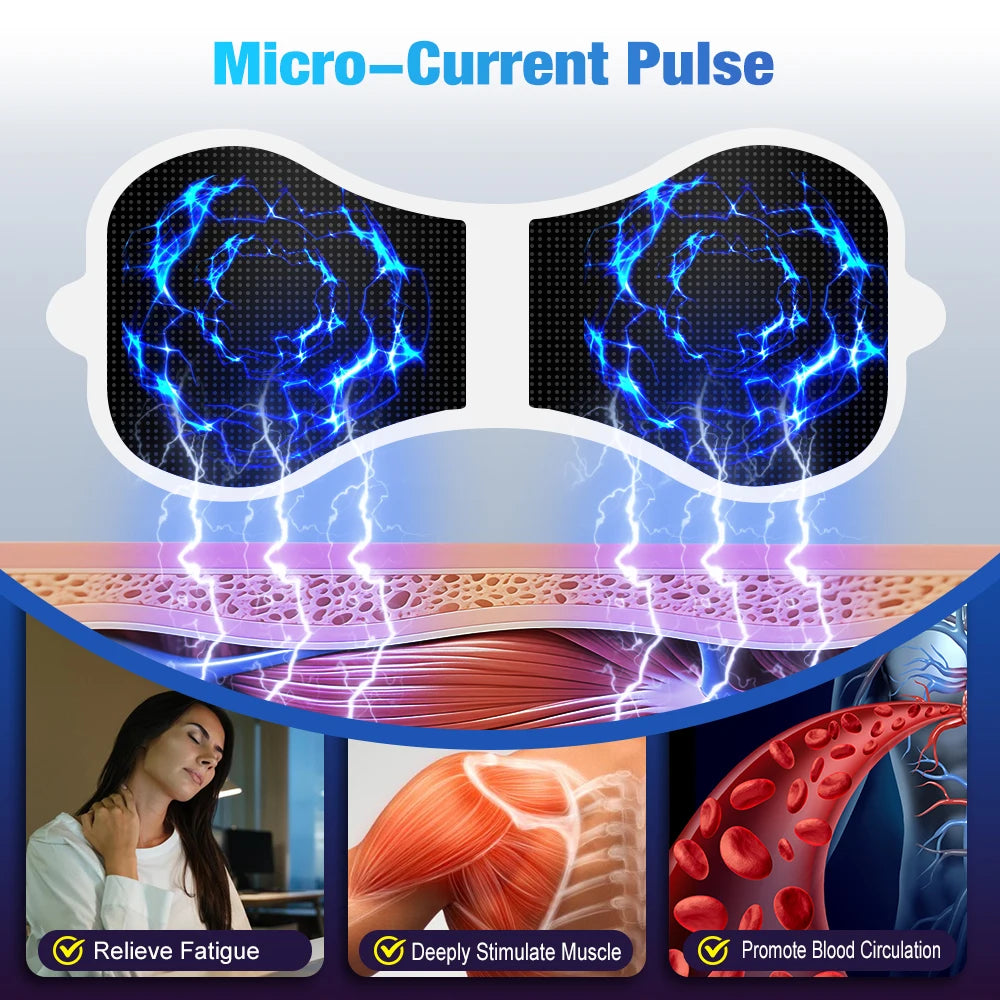 Electric Neck Massager EMS Muscle Massage 6 Mode Stimulator Low Frequency Instrument Hot Compress Back Cervical Calf Patches Mini Device