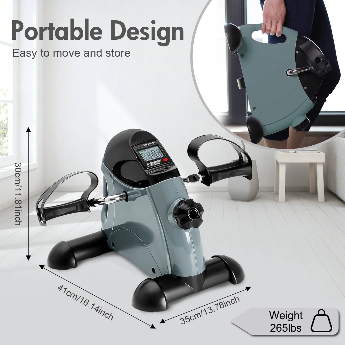 Mini Under Desk Stepper Pedal Exercise Bike With LCD Display