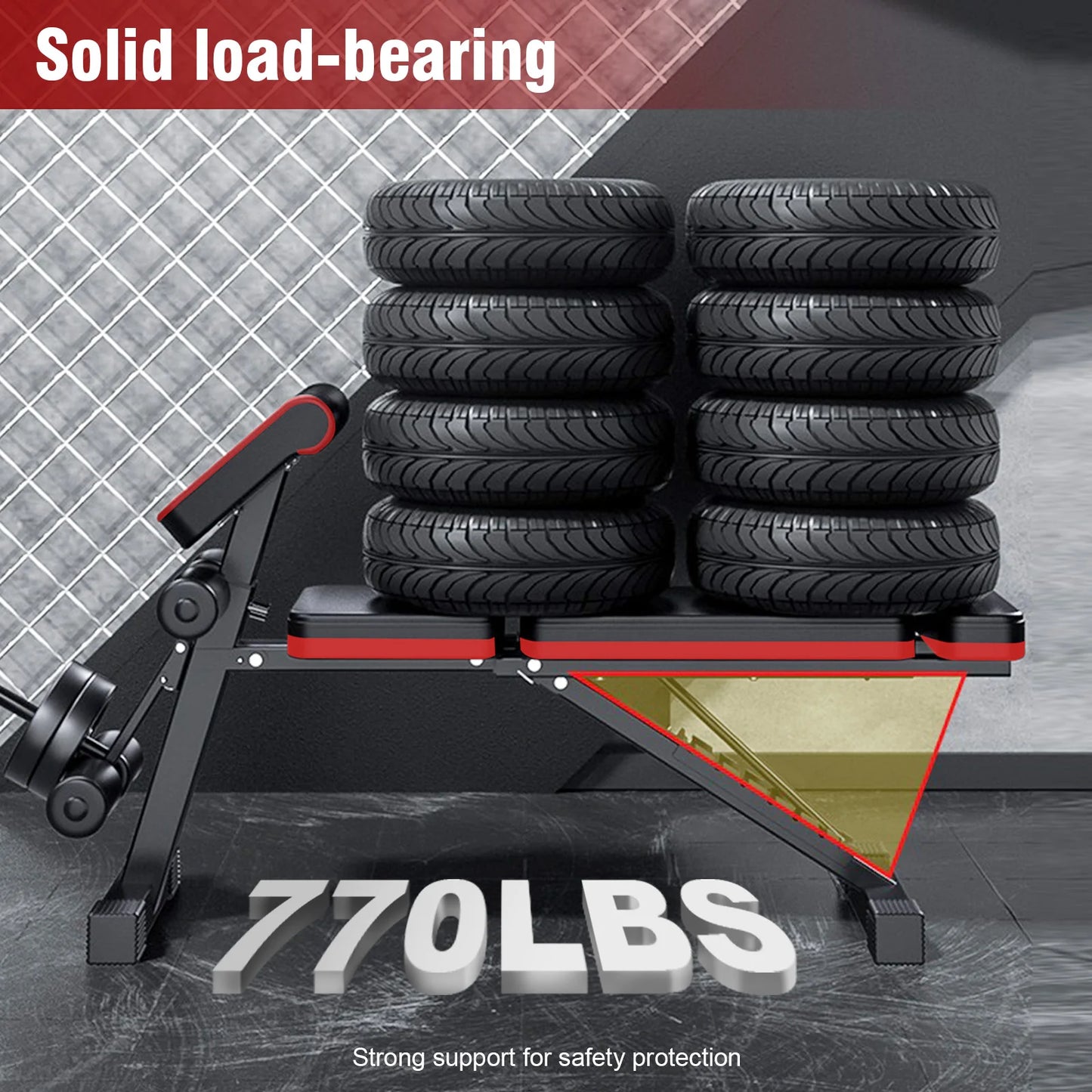 7 Level Foldable Weight Bench With Extended Headrest