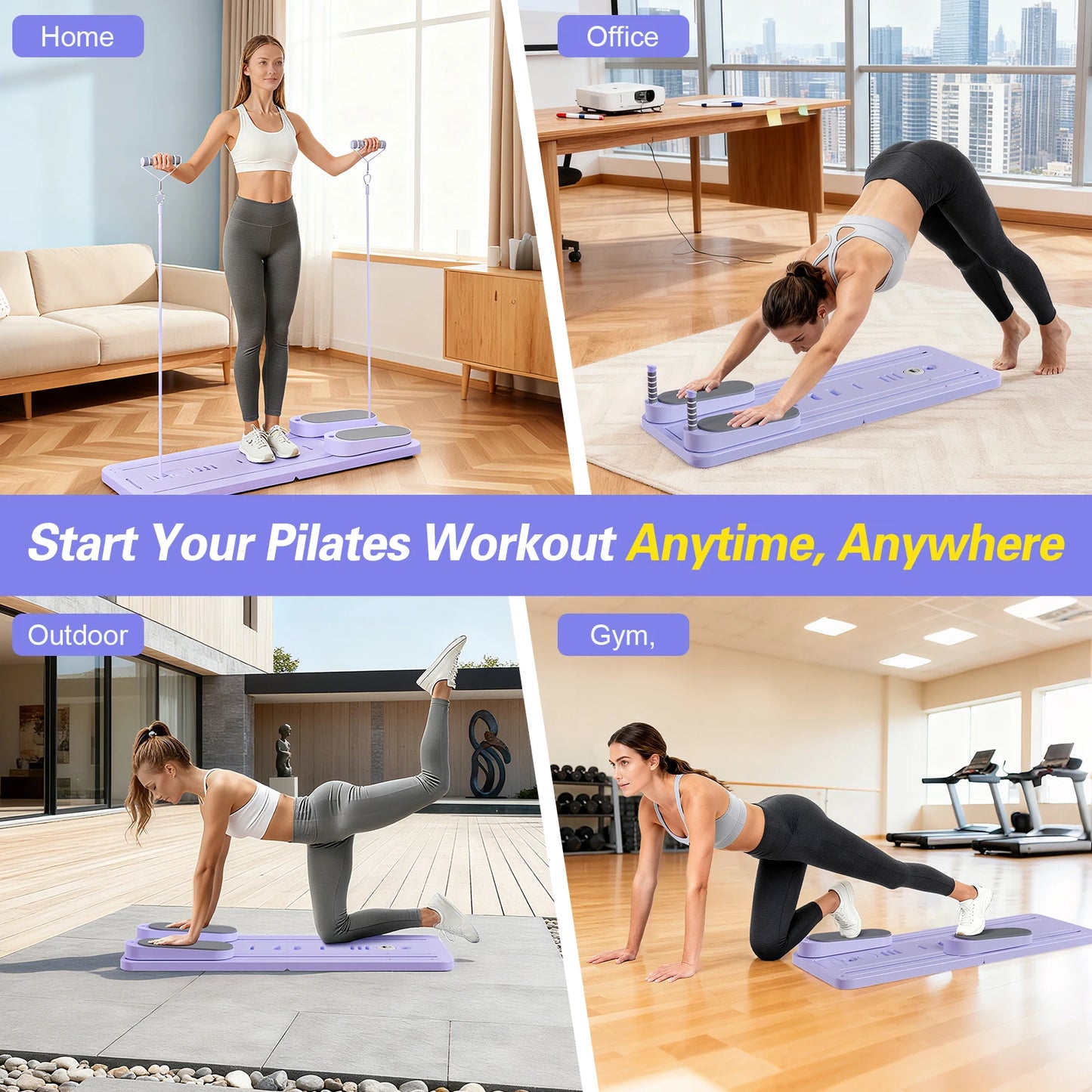 Foldable Pilates Bar Ab Board Core Trainer For Home Gym