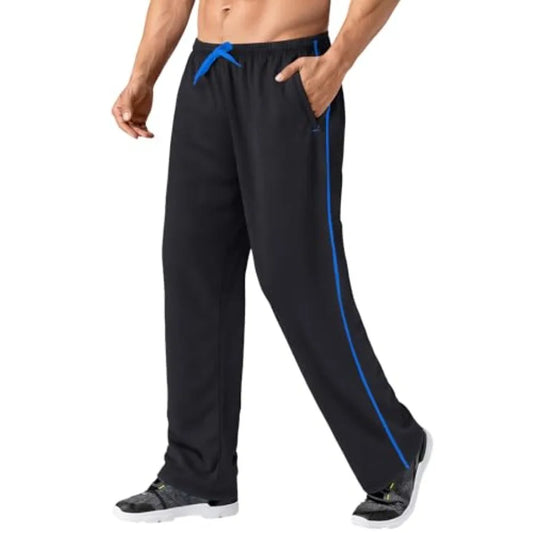 Women's Lightweight Mesh Open Bottom Athletic Pants With Zipper Pockets