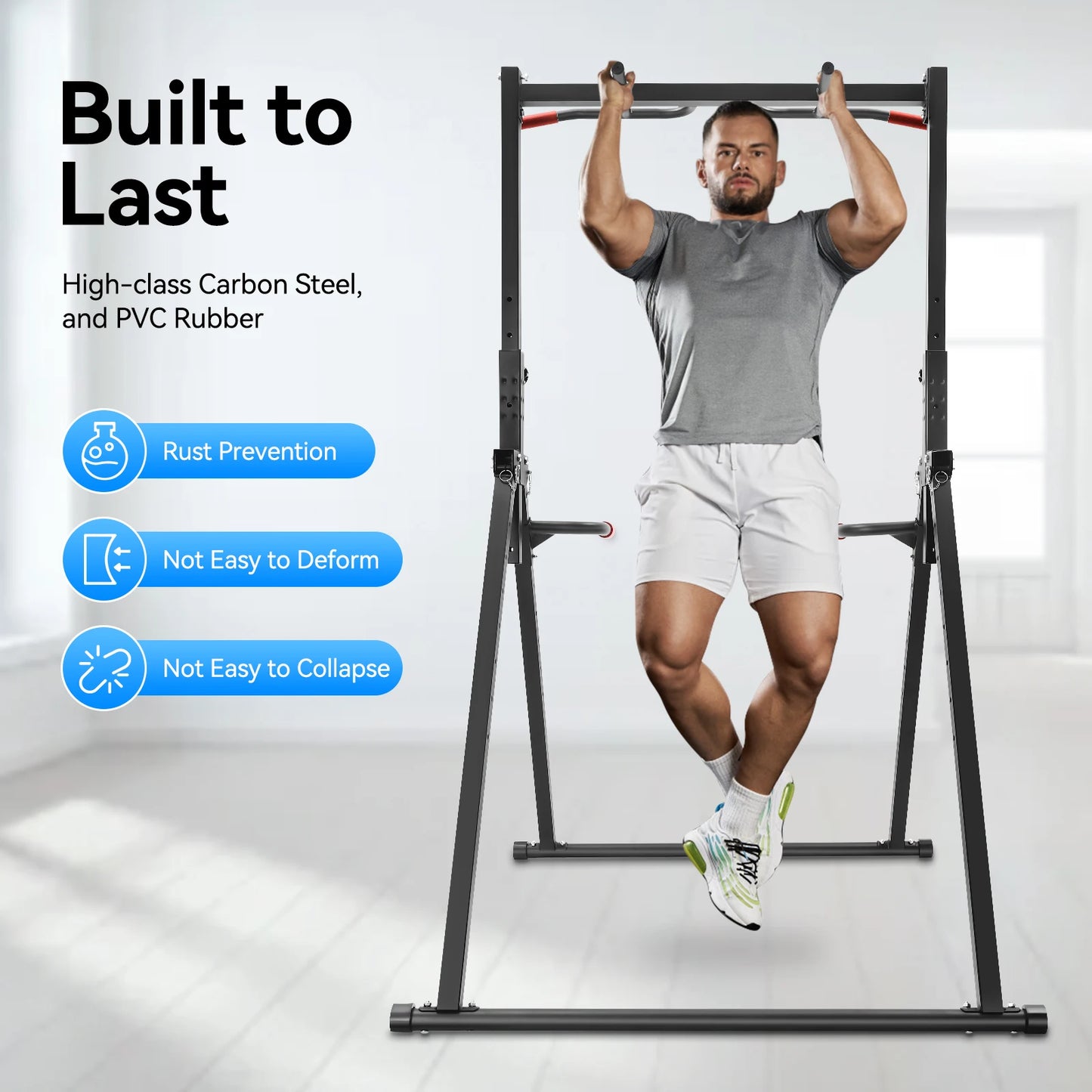Adjustable Pull Up Bar Foldable Home Gym Station 200kg Load